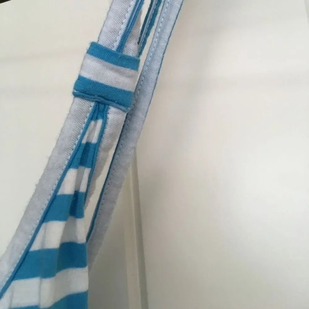 Roxy Light Blue White Striped Tank Top Red Logo Spaghetti Strap Small